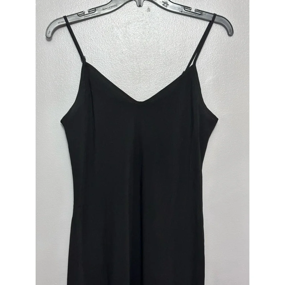 Allsaints Slip Dress Women's 00 Black Solid Knee Length V Neck Minimalist New - Picture 3 of 9